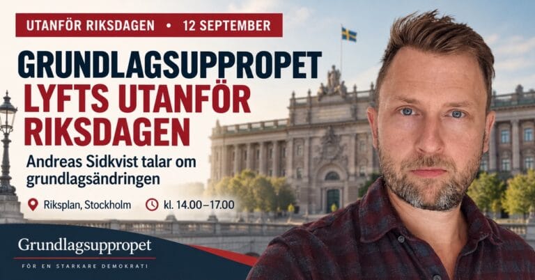 Grundlagsuppropet lyfts utanför riksdagen på lördag